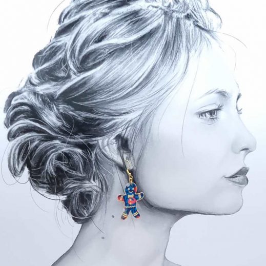 Boucles d'oreilles Pain d'épice et sucre d'orge Noël en Liberty wiltshire Nausica Boucles d'oreilles Pain d'épice et sucre d'orge Noël en Liberty wiltshire Nausica