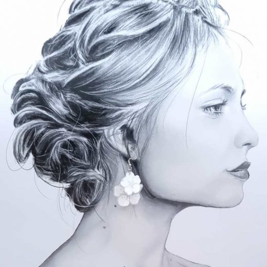 boucles d'oreilles colombe et fleurs de cerisier en liberty IANTHE boucles d'oreilles colombe et fleurs de cerisier en liberty IANTHE