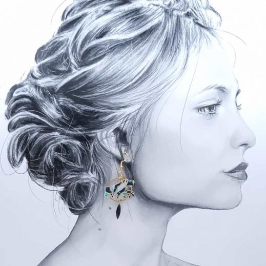 boucles d'oreilles Grenouille et feuille en tissu coton Nagoya émeraude boucles d'oreilles Grenouille et feuille en tissu coton Nagoya émeraude