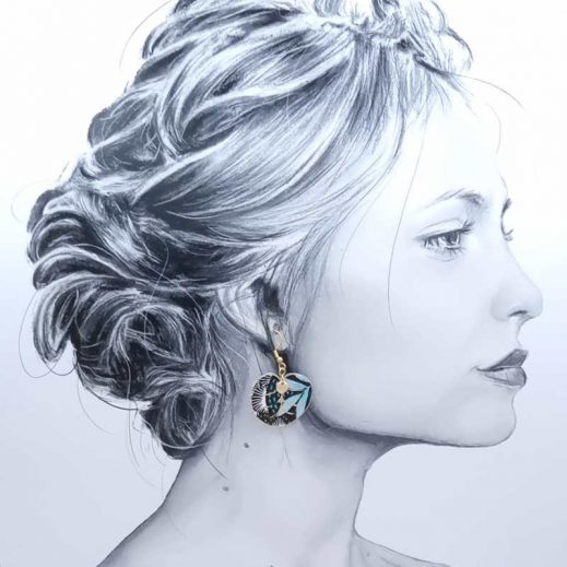 boucles d'oreilles Grenouille et feuille en tissu coton Nagoya émeraude boucles d'oreilles Grenouille et feuille en tissu coton Nagoya émeraude