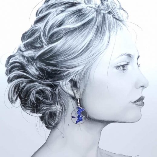 Boucles d'oreilles Sorcière étoile et lune en liberty Glenjade violet Boucles d'oreilles Sorcière étoile et lune en liberty Glenjade violet