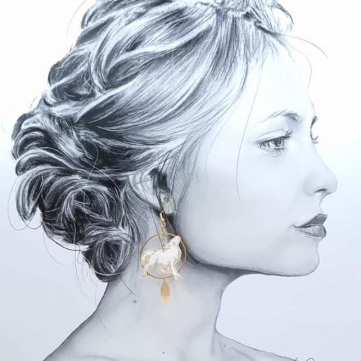 Boucles d'oreilles Loups dépareillés en liberty IANTHE Boucles d'oreilles Loups dépareillés en liberty IANTHE