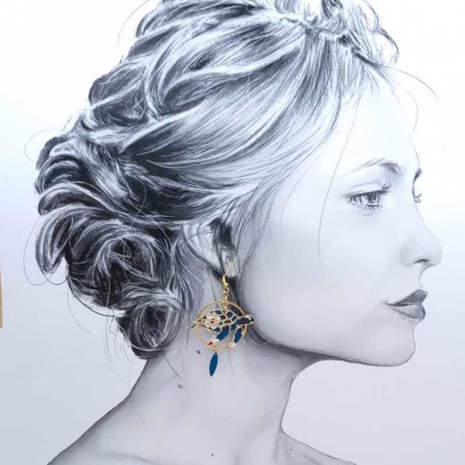 boucles d'oreilles tortue en liberty Mitsi marine boucles d'oreilles tortue en liberty Mitsi marine