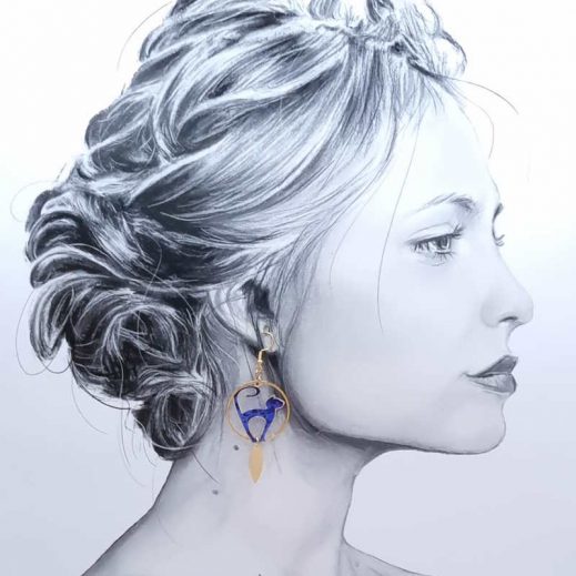 Boucles d'oreilles chats en liberty Glenjade violet Boucles d'oreilles chats en liberty Glenjade violet