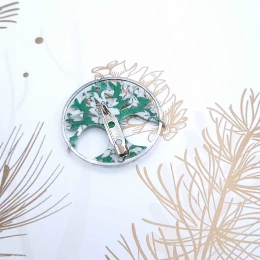 Broche Arbre de vie en liberty Capel émeraude Broche Arbre de vie en liberty Capel émeraude