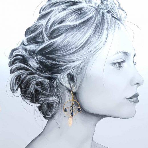 Boucle d'oreille à l'UNITE Signe Astro Balance en liberty Perséphone violine Boucle d'oreille à l'UNITE Signe Astro Balance en liberty Perséphone violine