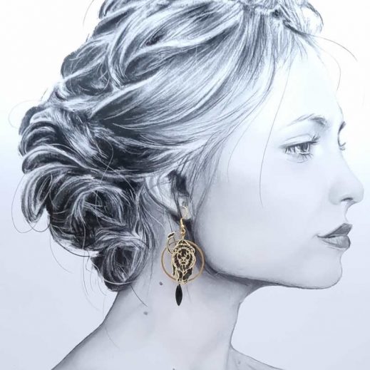 boucles lion erica noir 3 Boucles d'oreilles Lions dépareillés en liberty Erica noir