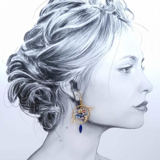 Boucles étoiles et signe astro sagittaire en tissu liberty perséphone violine Boucles étoiles et signe astro sagittaire en tissu liberty perséphone violine