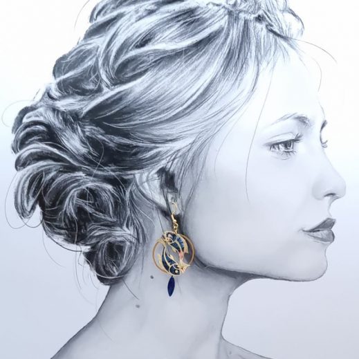 Boucle d'oreille à l'UNITE Signe Astro poisson en liberty Perséphone violine Boucle d'oreille à l'UNITE Signe Astro poisson en liberty Perséphone violine