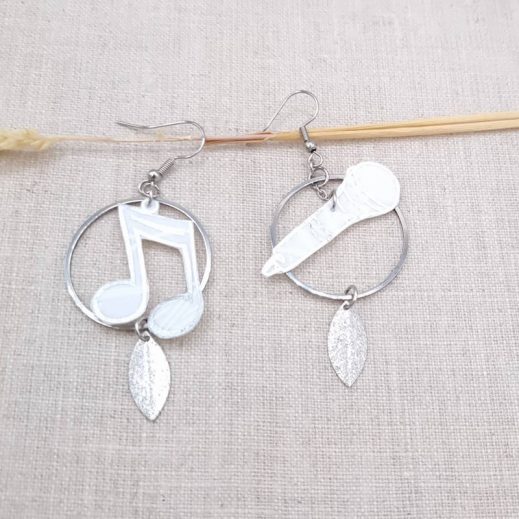 boucles d'oreilles double-croches et micro en liberty IANTHE