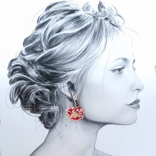 boucles d'oreilles papillons et coquelicot en liberty mitsi valéria rubis boucles d'oreilles papillons et coquelicot en liberty mitsi valéria rubis