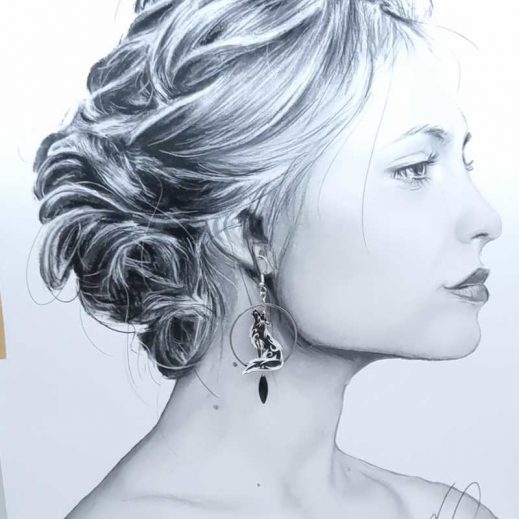 boucles loup liberty erica noir et acier argenté 2 boucles loup liberty erica noir et acier argenté