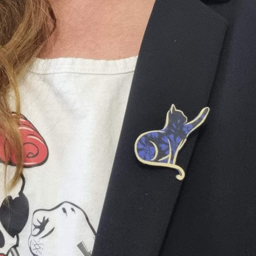 Broche Chat en liberty Capel indigo Broche Chat en liberty Capel indigo