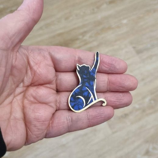 Broche Chat en liberty Capel indigo Broche Chat en liberty Capel indigo