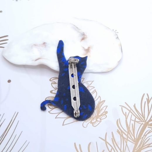 Broche Chat en liberty Capel indigo Broche Chat en liberty Capel indigo