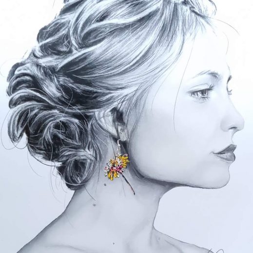 Boucles d'oreilles Enfants et Pissenlit en liberty Libby Tangerine Boucles d'oreilles Enfants et Pissenlit en liberty Libby Tangerine