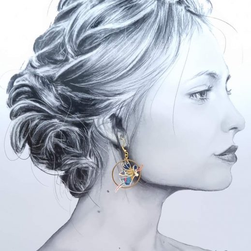 boucles féé et étoiles liberty little eustacia 1 boucles d'oreilles fée et étoiles en liberty Little Eustacia