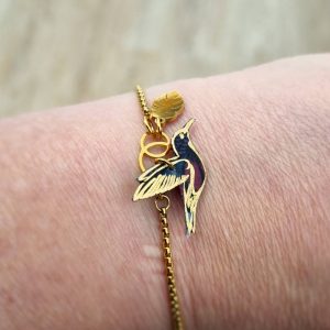 Bracelet ajustable acier avec colibri liberty perséphone violine
