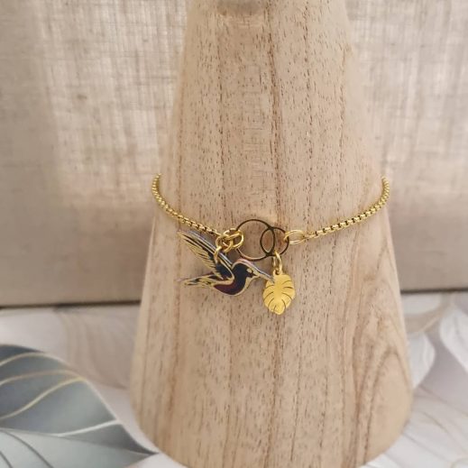 bracelet ajustable avec colibri perséphone violine 3 Bracelet ajustable acier avec colibri liberty perséphone violine