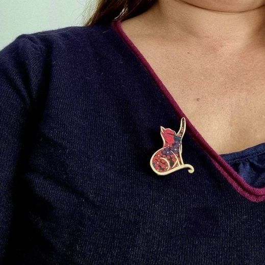 broche chat ciara pétrole Broche Chat en liberty Ciara ptrole