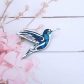 Broche colibri en liberty perséphone bleu