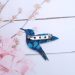 Broche colibri en liberty perséphone bleu