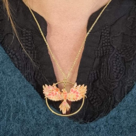 collier phoenix petit pan calendula rose Collier Phoenix en Petit Pan Calendula rose