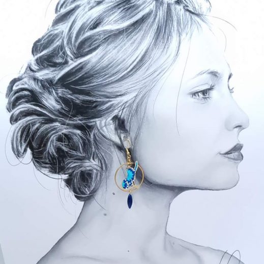 Boucles d'oreilles chats en Petit Pan Wasabi bleu Boucles d'oreilles chats en Petit Pan Wasabi bleu