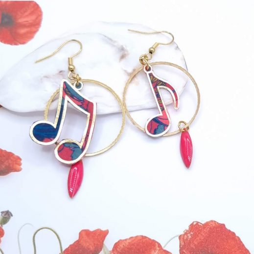 boucles d'oreilles notes croches en liberty Little Eustacia