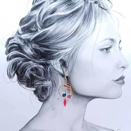 boucles d'oreilles notes croches en liberty Little Eustacia boucles d'oreilles notes croches en liberty Little Eustacia