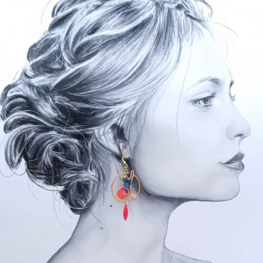 Boucles d'oreilles chats en liberty Little Eustacia Boucles d'oreilles chats en liberty Little Eustacia