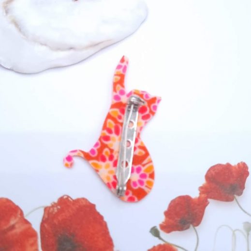 Broche Chat en Petit Pan Calendula Rose Broche Chat en Petit Pan Calendula Rose