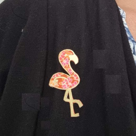 Broche Flamant rose en Petit Pan Calendula Rose Broche Flamant rose en Petit Pan Calendula Rose