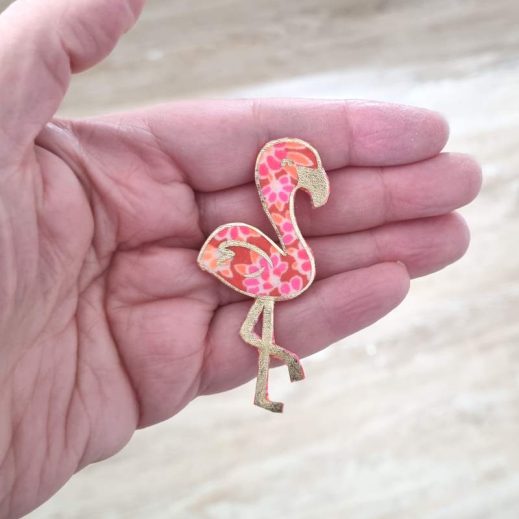 Broche Flamant rose en Petit Pan Calendula Rose Broche Flamant rose en Petit Pan Calendula Rose