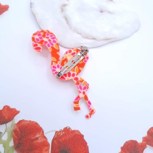 Broche Flamant rose en Petit Pan Calendula Rose Broche Flamant rose en Petit Pan Calendula Rose