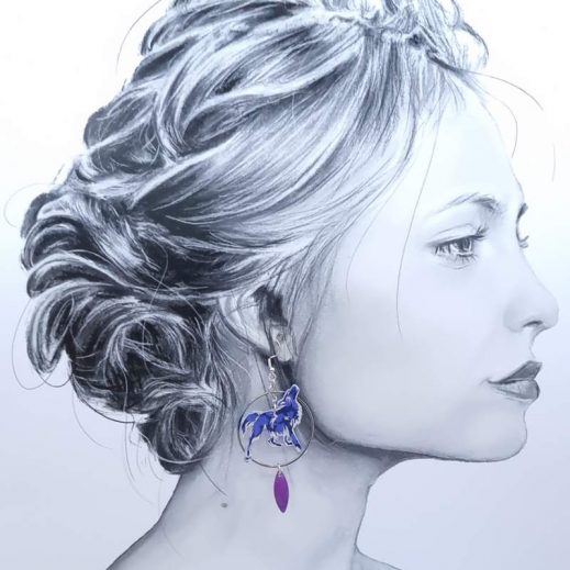 Boucles d'oreilles Loups dépareillés en liberty Glenjade violet Boucles d'oreilles Loups dépareillés en liberty Glenjade violet