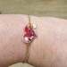 Bracelet ajustable acier avec Coeur en liberty Wiltshire rouge