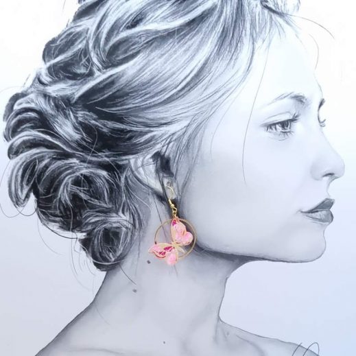 Boucles d'oreilles Papillons en Petit Pan Osami rose Boucles d'oreilles Papillons en Petit Pan Osami rose
