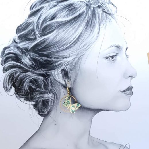 Boucles d'oreilles Papillon et lotus en liberty Donna Leigh Jade Boucles d'oreilles Papillon et lotus en liberty Donna Leigh Jade