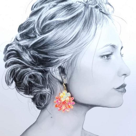 Boucles d'oreilles grandes Marguerites en tissu Petit Pan Boucles d'oreilles grandes Marguerites en tissu Petit Pan