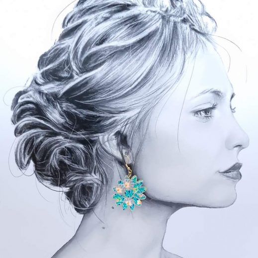 Boucles d'oreilles grandes Marguerites en Petit Pan Calendula vert Boucles d'oreilles grandes Marguerites en Petit Pan Calendula vert