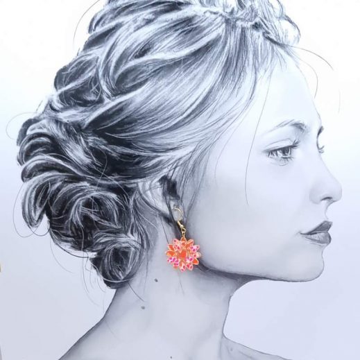 Boucles d'oreilles Marguerites en Petit Pan Calendula rose Boucles d'oreilles Marguerites en Petit Pan Calendula rose