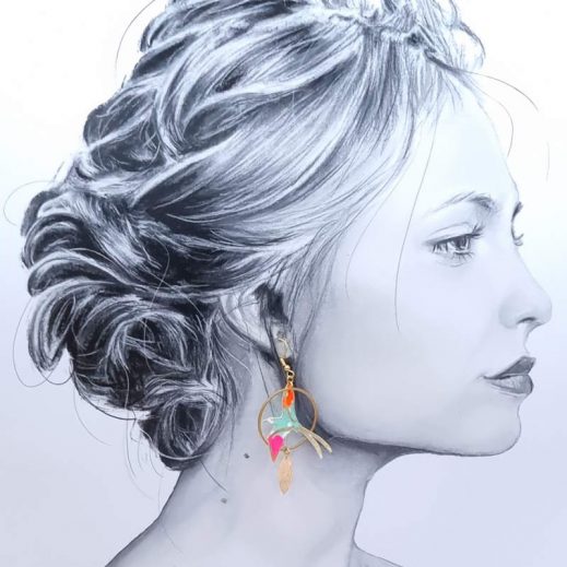 Boucles d'oreilles oiseau Paille en queue et La Réunion en Petit Pan fleur des îles vert d'eau Boucles d'oreilles oiseau Paille en queue et La Réunion en Petit Pan fleur des îles vert d'eau