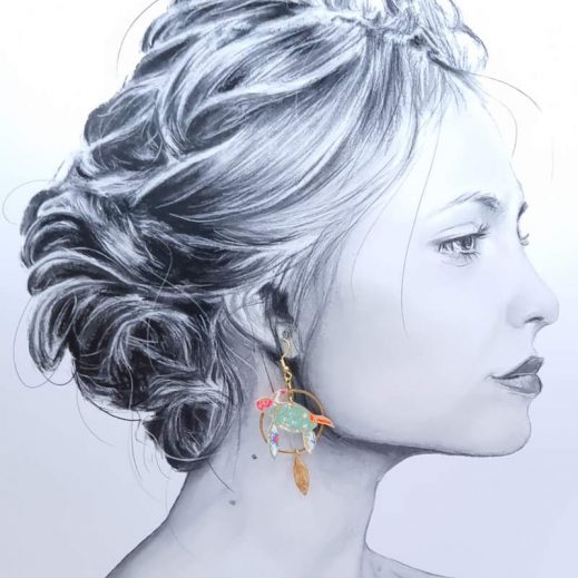 Boucle d'oreille tortue à l'unité en Petit Pan fleur des îles vert d'eau Boucle d'oreille tortue à l'unité en Petit Pan fleur des îles vert d'eau