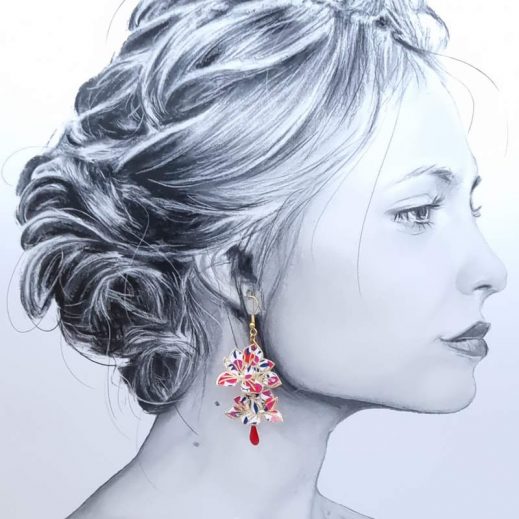 Boucles d'oreilles magnolias wiltshire rouge Boucles d'oreilles magnolias wiltshire rouge