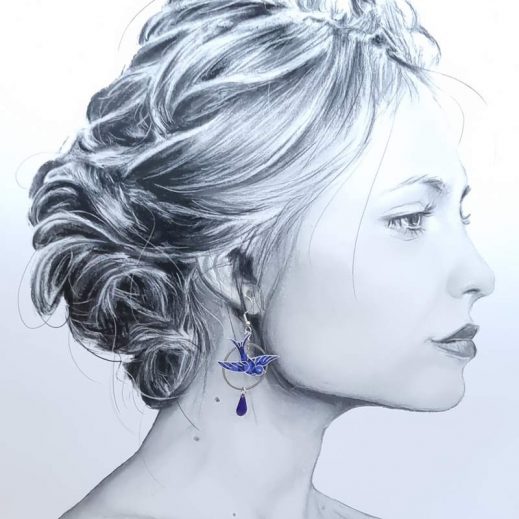 boucles d'oreilles oiseau hirondelle et magnolia en liberty capel indigo boucles d'oreilles oiseau hirondelle et magnolia en liberty capel indigo