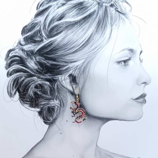 Boucles d'oreilles dragons liberty Perséphone violine Boucles d'oreilles dragons liberty Perséphone violine