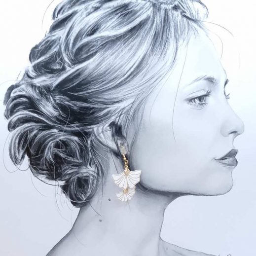 Boucles d'oreilles gingko en liberty IANTHE Boucles d'oreilles gingko en liberty IANTHE