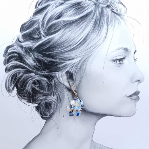 Boucles d'oreilles grand colibri et fleurs de cerisier Sakura en TISSU liberty Thorpe Barjavel Boucles d'oreilles grand colibri et fleurs de cerisier Sakura en TISSU liberty Thorpe Barjavel