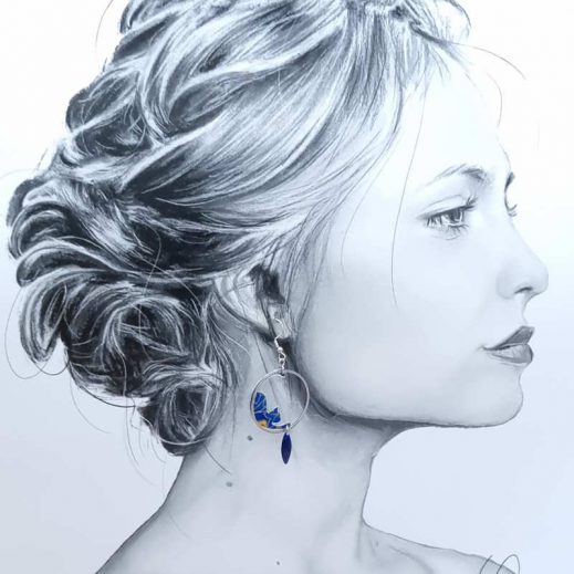 Boucles d'oreilles chats en Tissu Japonese Blue Butterfly Boucles d'oreilles chats en Tissu Japonese Blue Butterfly